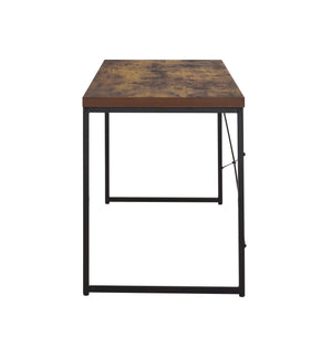 English Elm Bob Weathered Oak Writing Desk with Black Metal U-Legs — 47" Durable Paper Veneer Top, 70 lb Capacity B2726P256366