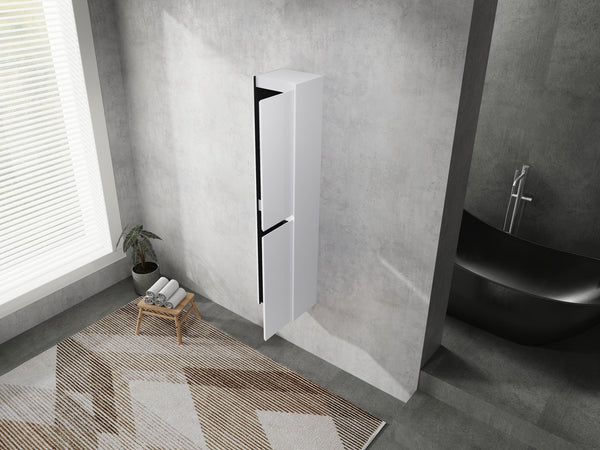 English Elm 12" Bathroom Side Cabinet - Sleek Wall-Mounted Design With Soft-Close Doors For Organized Storage W999S00278