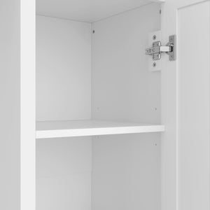 English Elm VIBE Multifunctional Hall Tree with Bench, 4-Door Storage, 1 Drawer, Hooks & Adjustable Shelves for Entryway White SJ000140AAK