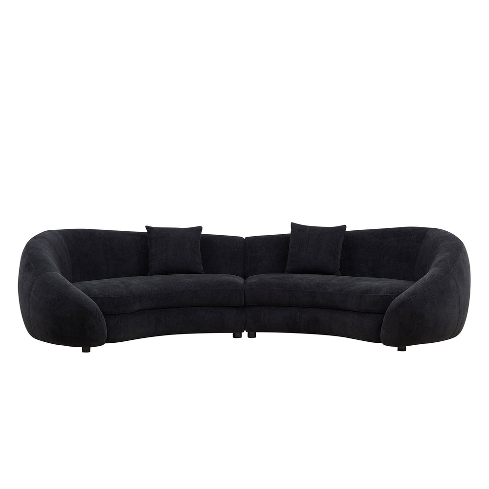 English Elm 125.98" Curved Sofa with Oversized Love Heart Backrest, Beige Fleece, Deep 25.19" Seat, 2 Pillows, Luxe Comfort W3208S00014