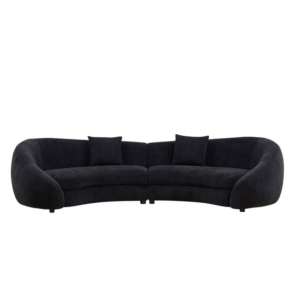 English Elm 125.98" Curved Sofa with Oversized Love Heart Backrest, Beige Fleece, Deep 25.19" Seat, 2 Pillows, Luxe Comfort W3208S00014