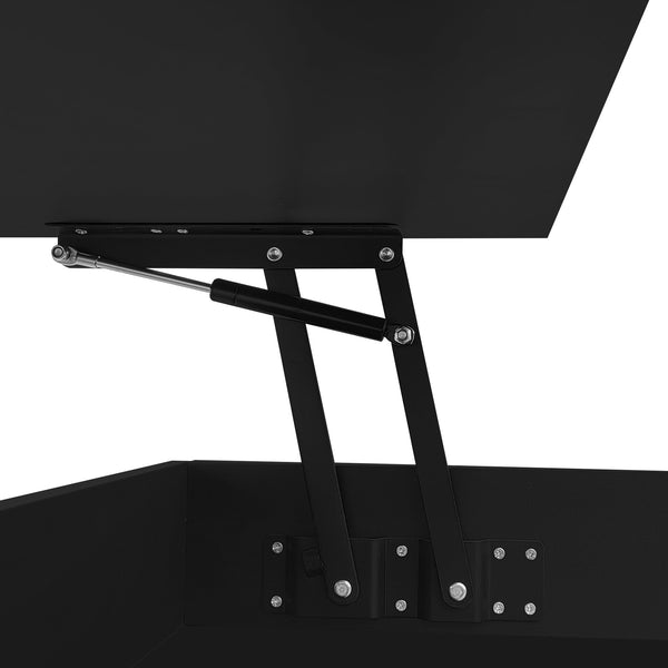 English Elm U-Can Lift-Top Coffee Table with LED Ambient Lighting, Dual Drawers and Adjustable Scalable Design Black N724P290058B