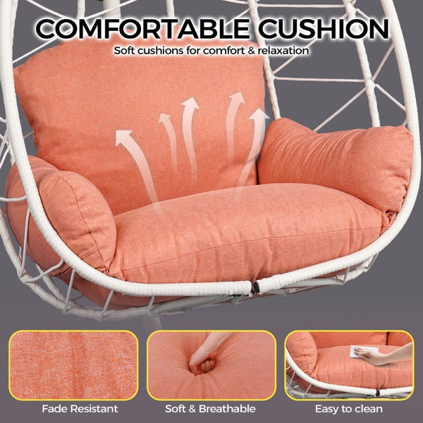 English Elm Hanging Egg Swing Chair Pe Wicker Stand Included Ergonomic Cradle for Patio or Bedroom T5880P497560