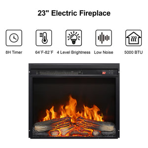 English Elm 23 Inch Electric Fireplace Insert with Led Log Set Infrared Remote and Timer Control W1769P383499