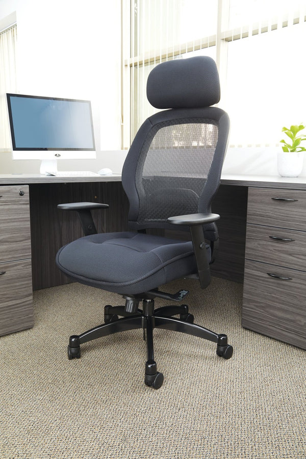 OSP Home Furnishings Pro Dlx Ergonomic Mesh Office Chair with Lumbar Support and Synchro Tilt for Long Workdays 25004