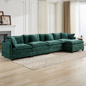 English Elm Cloud Sofa 4 Seats - Modular Sectional Couch In Green For Modern Living Rooms, Bedrooms & Comfort W1143S00021
