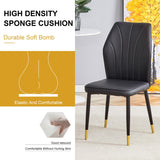 English Elm 4 Modern Dining Chairs With Stylish Pu Patterned Backrest and Black Metal Legs For A Comfortable Home Experience In The Kitchen, Bedroom and Office.