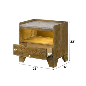 English Elm Garcia Aspen Brown Rubberwood Nightstand with Led Lighting and Usb Charging Port B2756P493476