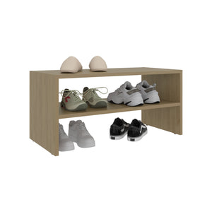 English Elm Silpa Compact Shoe Rack 3-Tier Open Shelf Organizer 23.6" Wide Oak — Modern Bench Top Storage B200P368114