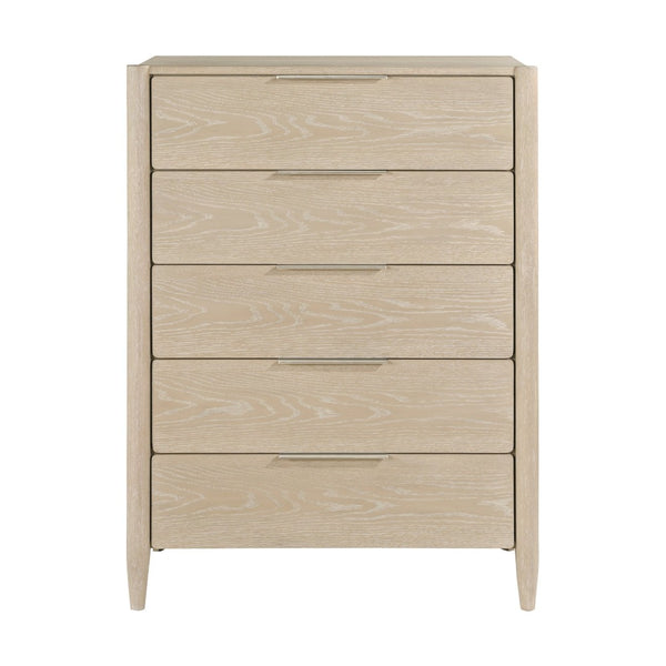 English Elm Modern Oak Veneer Five Drawer Vertical Chest Ceruse Finish Bedroom Storage B011P470022