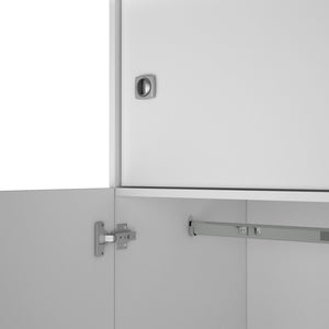 English Elm Tucson White Armoire with Hanging Rod & 2 Large Bottom Drawers, Compact 3-Door Wardrobe Design B128S00095