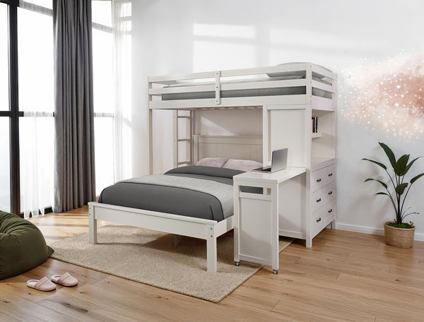 English Elm Contemporary Twin Bunk Bed With Drawers, Desk & Ladder - Space-Saving Design For Kids' Rooms B2741S00698