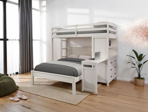 English Elm Contemporary Twin Over Full Bunk Bed With Integrated Storage, Desk & Ladder – Space-Saving Design B2741S00697