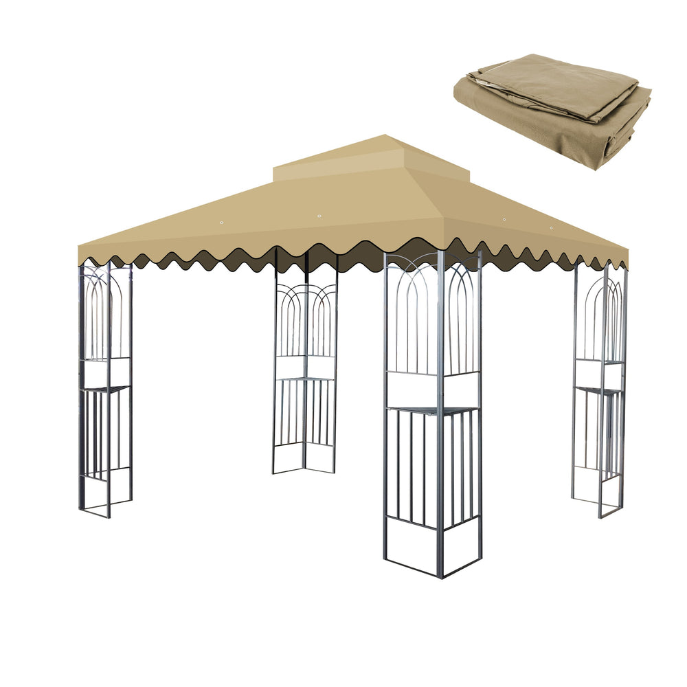 English Elm 10X10 Ft Outdoor Patio Gazebo Canopy Replacement – Stylish Double Tiered Roof Cover With Uv Protection W419P198354