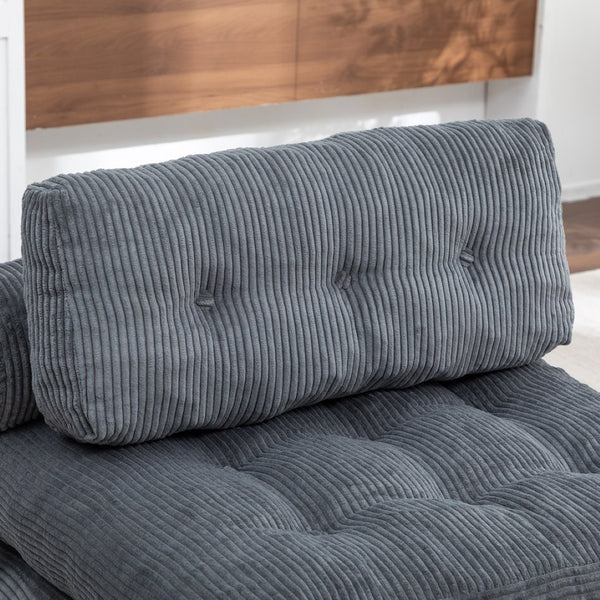 English Elm Folding Floor Sofa Bed Convertible Lounge Chair with Shredded Foam Fill for Bedroom Dark Gray W2200P442794