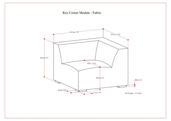 English Elm Rex Pale Grey Corner Sofa Module — Eco-Friendly Performance Fabric, Feather-Wrapped Foam Comfort, 40.6" B136P199233