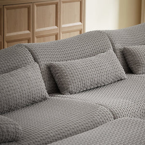 English Elm Sectional U-shaped Corduroy Sofa with Ottoman Convertible Layout for Any Living Room Grey W2339S00154