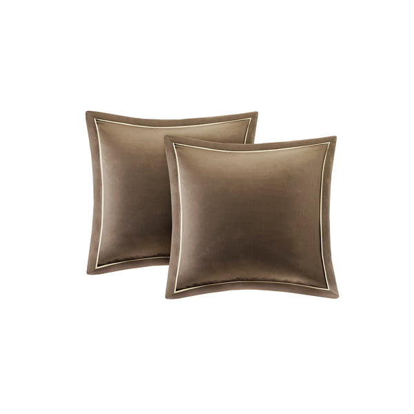 JLA Home Madison Park - 9 Juliana Charmeuse Comforter Set — Quilted Luxury in Chocolate, Light Blue & Ivory with Embroidered Pillows 96 L x 110 W x 1.5H MP10-459