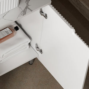 English Elm TURIO 30" Freestanding Bathroom Vanity with Carrara Marble Top, Soft-Close Doors & Ample Storage White W2615P293842