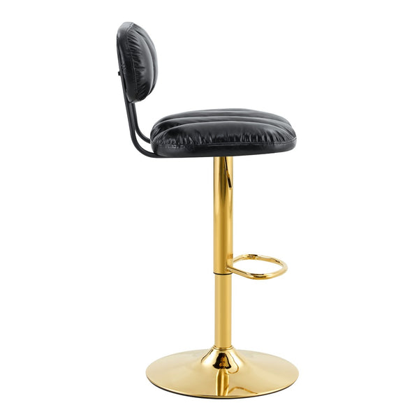 English Elm Set of 2 Adjustable Pu Leather Barstools with Chrome Base for Kitchen or Home Bar Black,Gold W3875P378577