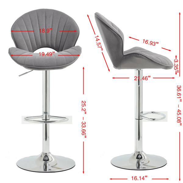 English Elm Bar Stools modern adjustable swivel counter chairs with back and footrest, chrome base for kitchen pub gatherings Grey W1249P386235