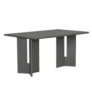 English Elm Trexm Farmhouse Six Seat Dining Set Oak Veneer Distressed Table Upholstered Chairs Gray ST000153AAE