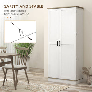 English Elm Homcom 70" Tall Kitchen Pantry Cabinet - Modern Cream White Storage With Adjustable Shelves & Spice Racks W2225P249926
