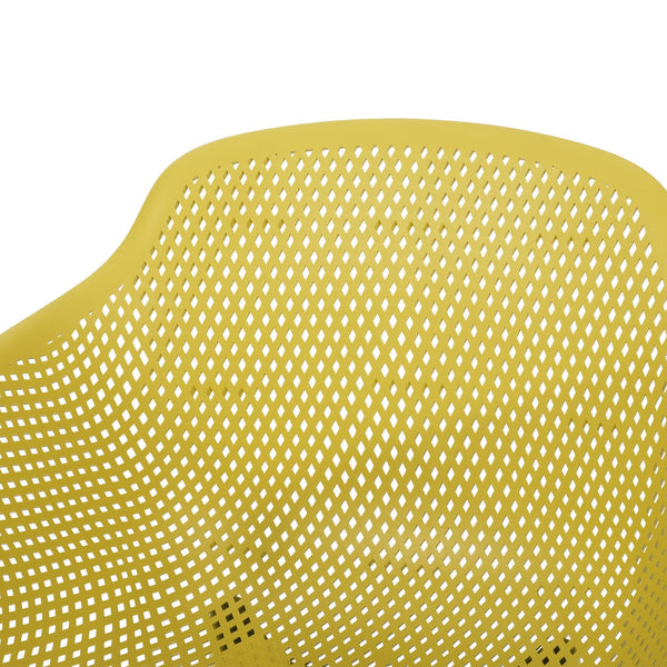 English Elm Christopher Knight Home® - LOTUS modern outdoor dining chair with weather-resistant polypropylene, perforated diamond pattern comfort and stability Yellow 23.5 L x 23.5 W x 22.5 H 69068.00YLW