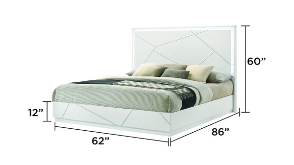 English Elm Manhattan Queen 4-Piece Bedroom Set - Chic Modern Design, Led Lighting, & Geometric Accents For Style B009S01740