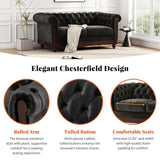 Christopher Knight Home® - Noble House - - Vivalux 59.44" Chesterfield Velvet Loveseat Sofa,2-Person Rolled Arm Dutch Plush Upholstered Sofa Couch With Tufted Button For Living Room, Bedroom, Small Places,Black