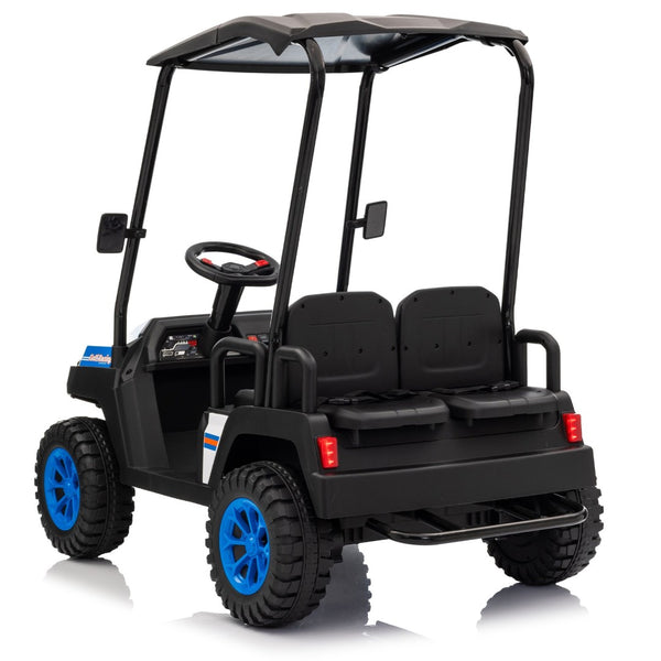 English Elm 24v Kids Electric Ride on Truck Four Seat All Wheel Drive Spring Suspension Sunshade Blue W1578P381256