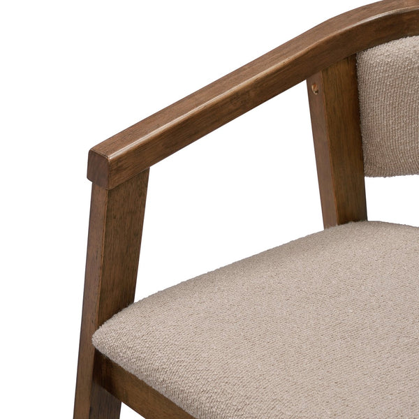 English Elm Christopher Knight Home® - U-shaped Mid-Century Dining Chair with Armrests, Bouclé Upholstery, High-Density Foam Comfort khaki,Walnut N771P331338T