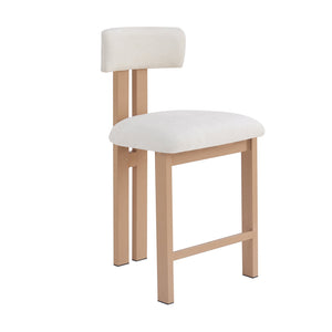 English Elm Christopher Knight Home® - 26.5'' Stylish Round Stools with Low Back - Comfortable Upholstered Seats, Walnut Base, Metal Frame Natural+White N780P236628N