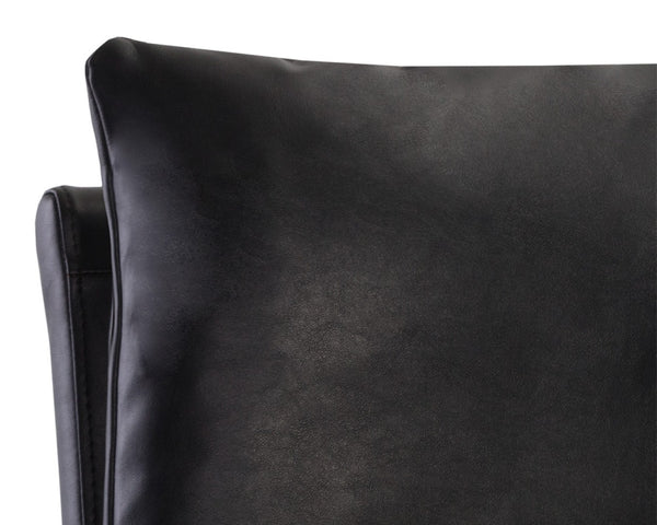 Sunpan PAIGE Counter Stool - Stylish Bravo Black Faux Leather with Antique Brass Legs for Modern Spaces 105944