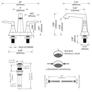 English Elm 2-Handle Modern Brushed Nickel Bathroom Faucet With Drain & Supply Kits, Durable & Easy Install T3177P277483