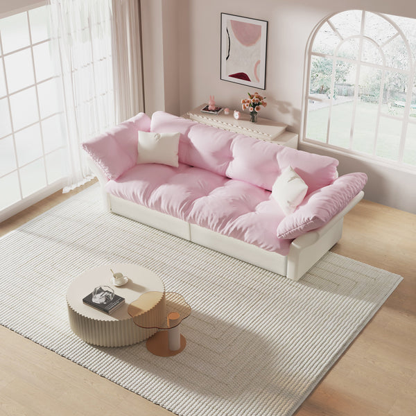 English Elm 74.8" Queen Pull Out Sofa Bed - Stylish 3-In-1 Convertible Velvet Loveseat With Soft Pillows, Pink W1885S00172