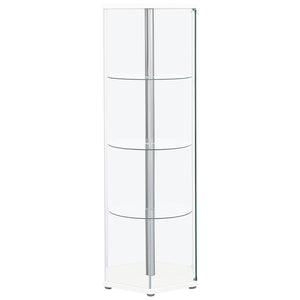 English Elm Tenley White Hexagonal 4-Shelf Clear Glass Curio Cabinet — Modern Geometric Display, Airy Storage B062P328716