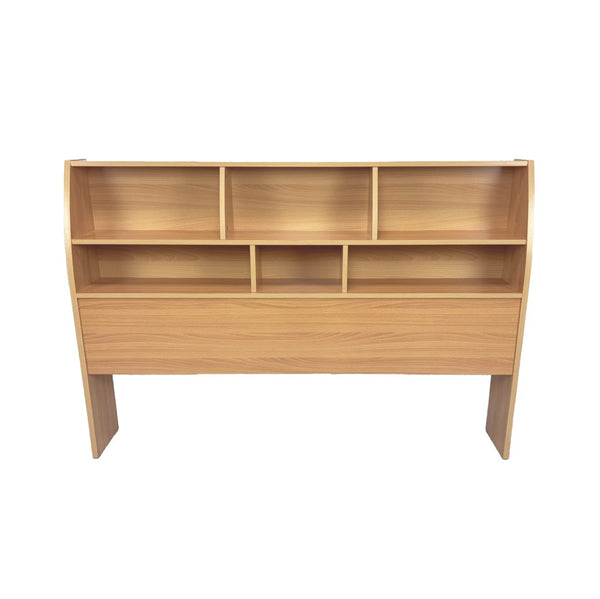 English Elm Bookcase Headboard Full Size Freestanding with Five Storage Cubbies in Warm Beech B107P428570