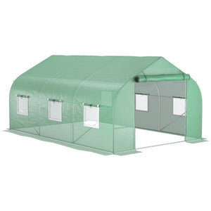 English Elm Outsunny Walk-in Tunnel Greenhouse Steel Frame Pe Cover Mesh Vents Garden Grow Shelter W2225P200412