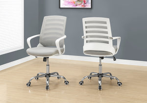 English Elm Office Mid-Back Chair with Breathable Mesh, Ergonomic Curved Support, Padded Wide Seat, Swivel and Height Adjust White 26 L x 13 W x 24 H B2710P219653