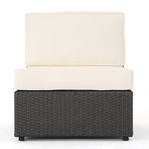 English Elm Santa Cruz Outdoor Wicker Sectional Armless Chair Set with Plush Weather Resistant Cushions Grey+White 52976.00IRNGRY