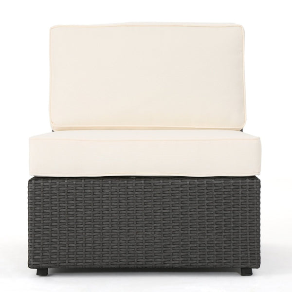 English Elm Santa Cruz Outdoor Wicker Sectional Armless Chair Set with Plush Weather Resistant Cushions Grey+White 52976.00IRNGRY