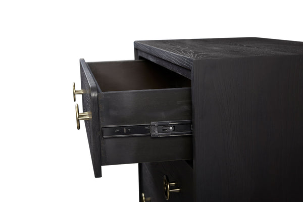 English Elm 5 Drawer Chest with Felt-Lined Top Drawer, Textured PU Finish, Smooth Side Guides, Ample Storage Appeal Black 45.25 L x 22.5 W x 53.25 H B2699P237494