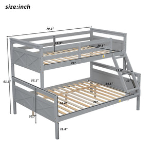 English Elm Twin Twin-over-Full Bunk Bed with Attached Ladder and Full-Length Guardrails for Safe Space-Saving Sleep Gray SM000118AAE-1