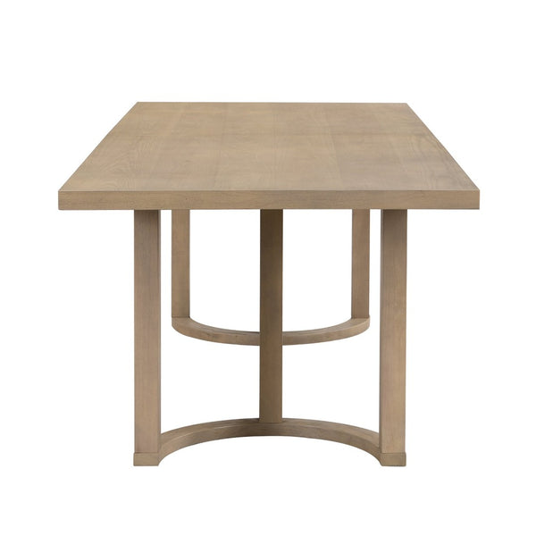 English Elm 95 Inch Rectangular Dining Table Seats Eight with Trestle Base in Light Ash Finish N771P388973A