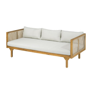 English Elm 2-piece Acacia Wood Outdoor Daybed and Coffee Table Set Resort Coastal Style N770P378689L_N770P354675L