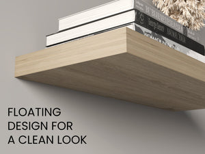 English Elm Ecco Floating Shelves Set of 2 — 31.5" Wall-Mounted Matte Particle Board Shelves with Hidden Brackets and Sturdy Support Beige 32 L x 11 W x 4 H B070P242435
