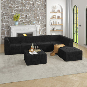 English Elm L Shape Modular Sectional Sofa - Stylish & Space-Saving Sleeper Couch With Comfy Corduroy Fabric W487S00255