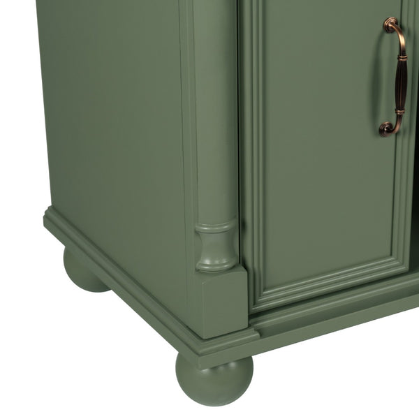 English Elm 35.6" Freestanding Bathroom Vanity with Roman Column Base and Ceramic Integrated Sink W1801S00008