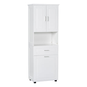 English Elm Tall Bathroom Cabinet with Tilt-Out Laundry Hamper, Adjustable Shelves, Anti-Tip Design & Large Storage White WF323481AAK